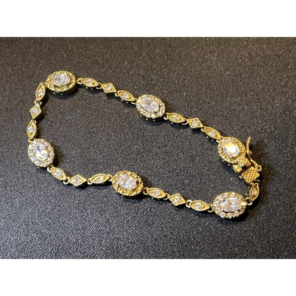 925 Sterling Silver Vermeil Tennis Bracelet Size 6.75